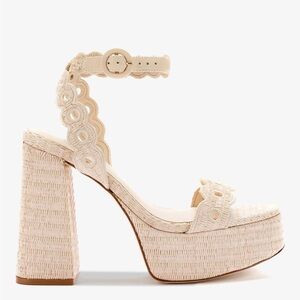 Dolly Broderie Sandal In Natural Raffia